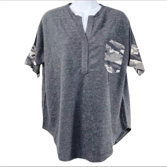 L LOVE camo short sleeve top M - Picture 2 of 11